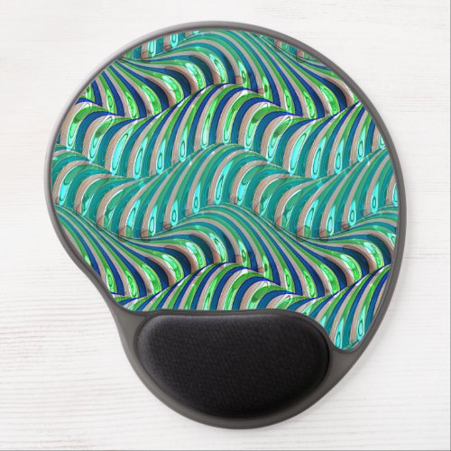 Trendy Aqua Blue Lime Green Waves Swirls Pattern Gel Mouse Pad