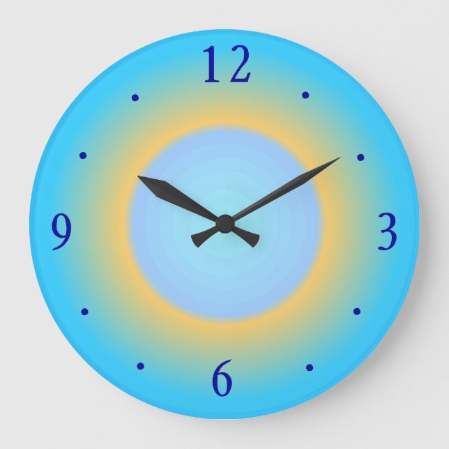 Trendy Aqua Blue Yellow> Modern Wall Clock (Front)