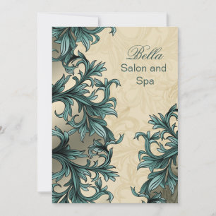 trendy aqua flourish Business Thank You Cards