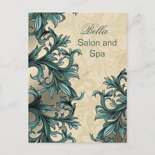 trendy aqua flourish business ThankYou Cards (Front)