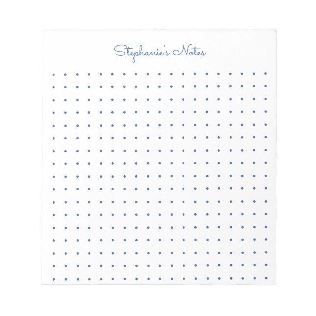 Trendy Aqua Personalized Dot Grid Notepad (Front)