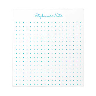Trendy Aqua Personalized Dot Grid Notepad