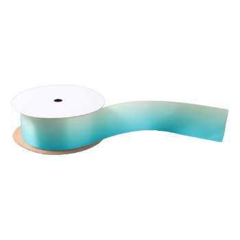 Trendy Aqua Teal To Vintage White Ombre Gradient Satin Ribbon by BlackStrawberry_Co at Zazzle