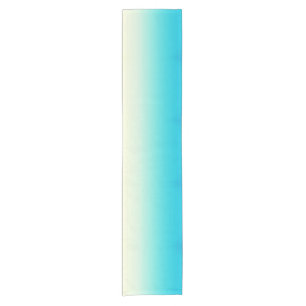 Trendy Aqua Teal to Vintage White Ombre Gradient Short Table Runner