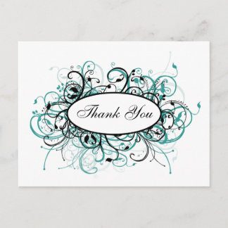 trendy aqua ThankYou Cards