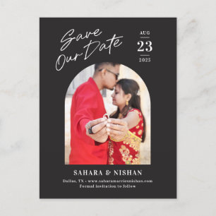 Trendy Arch Editable Color Save The Date Postcard