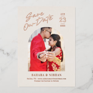 Trendy Arch FOIL Custom Color Save The Date Card