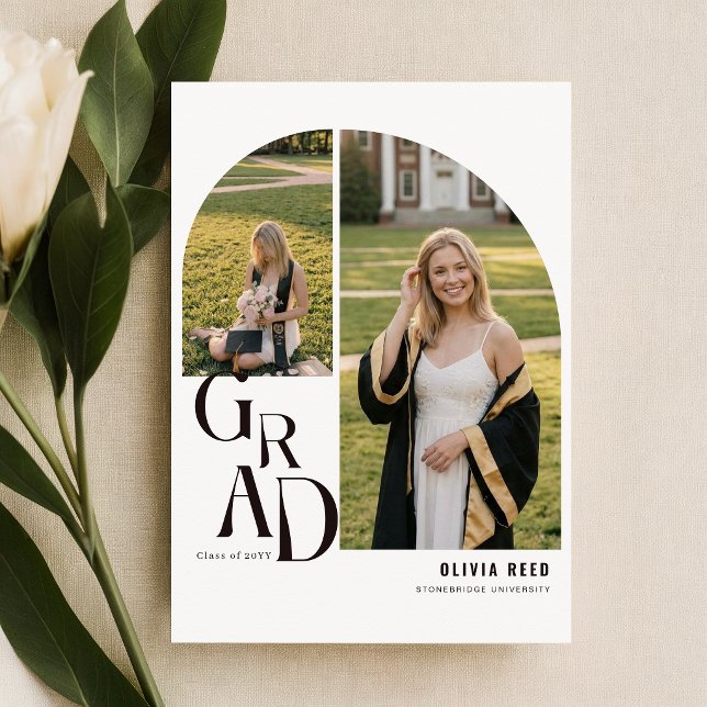 Trendy Arch Photo Collage Graduation Announcement (Creator Uploaded)