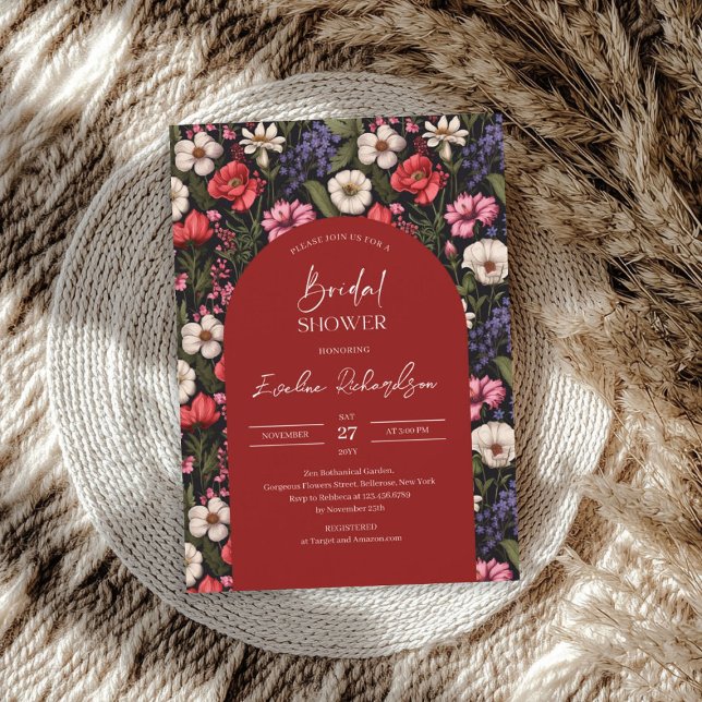 Trendy arch watercolor colorful wildflowers invitation (Trendy arch watercolor colorful wildflowers invitation)