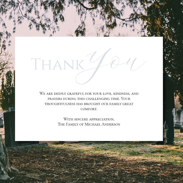 Trendy Arctic Mist Traditional Bereavement Funeral Thank You Card (Creator Uploaded)
