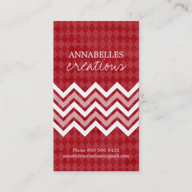 Trendy Argyle and Chevron Business Cards (Front)