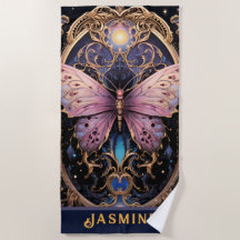 Trendy Art Deco Purple Pink Gold Butterfly