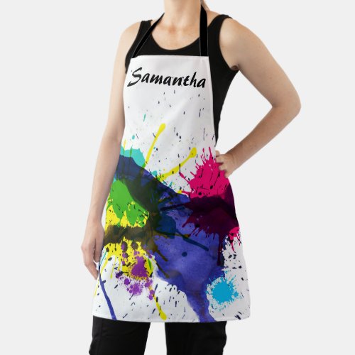 Trendy Artist Paint Splash Personalised Apron