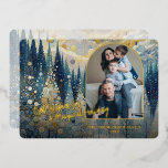 Trendy Artistic Classic Winter Wonderland Art Gold Foil Holiday Card