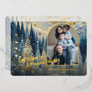 Trendy Artistic Classic Winter Wonderland Art Gold Foil Holiday Card