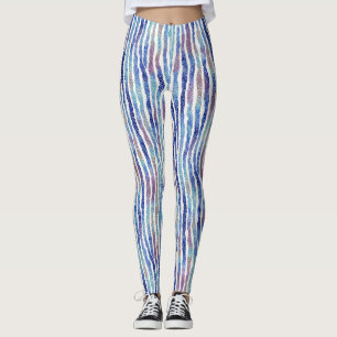 Trendy Artsy Colorful Stripes Watercolor Pattern Leggings