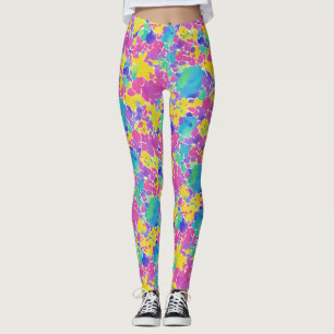 Trendy Artsy Colorful Watercolor Splatters Pattern Leggings