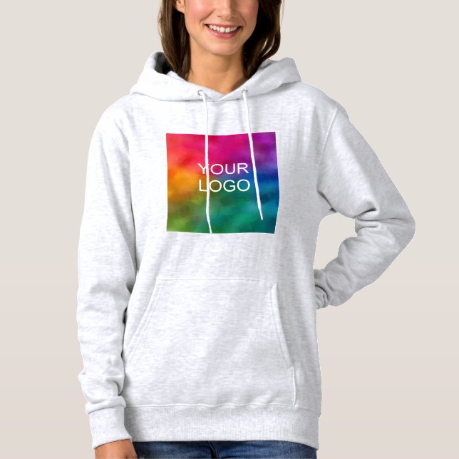 Trendy Ash Color Template Upload Business Logo Hoodie (Front)