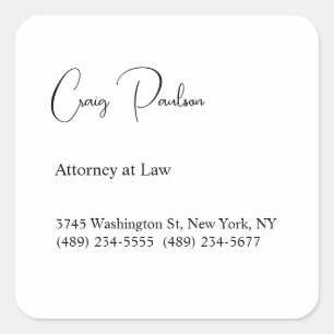 Trendy Attorney at Law Unique Special Square Sticker