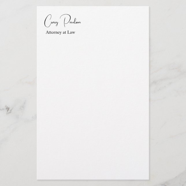 Trendy Attorney at Law Unique Special Stationery (Front)