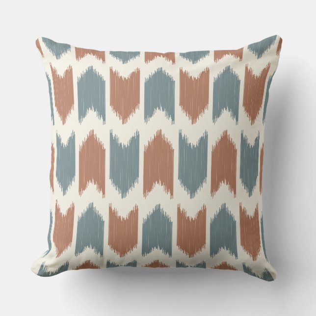 Trendy attractive Bohemian pattern Blue Burgundy Throw Pillow (Front)