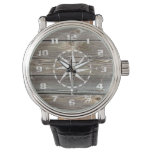 Trendy Authentic Looking Wood Nautical Compass Watch at Zazzle