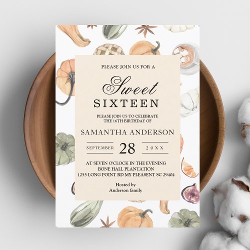 Trendy Autumn Colorful Pumpkin  Invitation