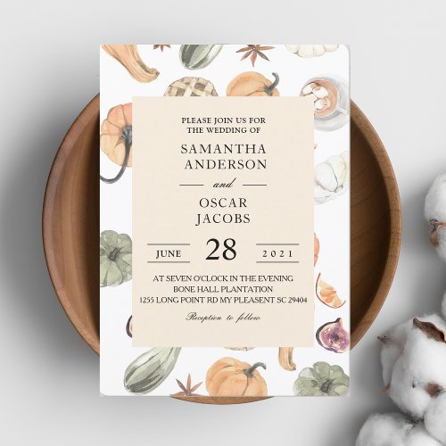 Trendy Autumn Colorful Pumpkin  Invitation