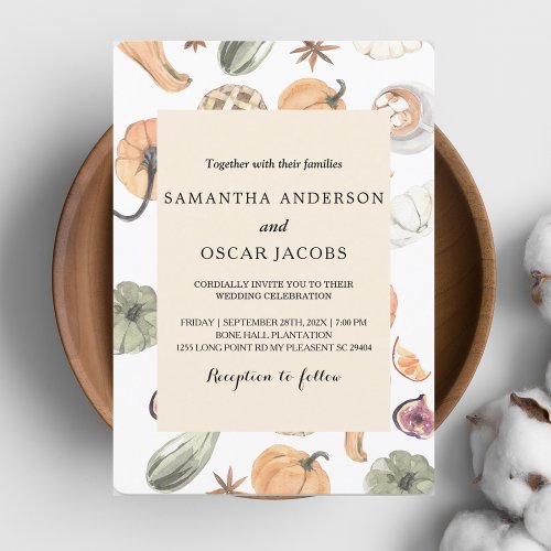 Trendy Autumn Colorful Pumpkin  Invitation