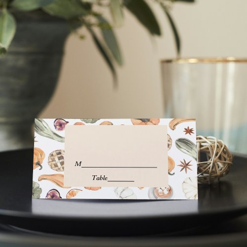 Trendy Autumn Colorful Pumpkin  Place Card