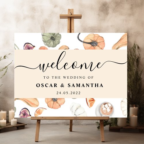 Trendy Autumn Colorful Pumpkin  Sign