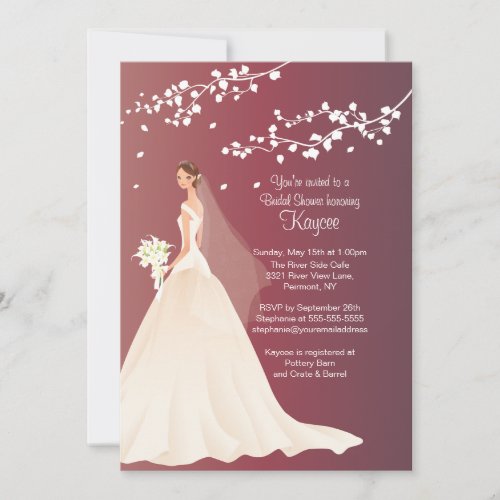 Trendy Autumn Crimson Bridal Shower Invite