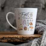 Trendy Autumn Favorites | Watercolor Illustration Latte Mug<br><div class="desc">Personalized with your name on the back. Trendy watercolor hand drawn illustrations of autumn favorites. These make great gifts! Stuff a few goodies inside and make someone's day! If you would like to see different items please just message me. Add your custom wording to this design by using the "Edit...</div>