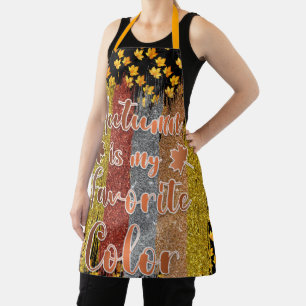 Trendy Autumn Glitter Leaves Apron