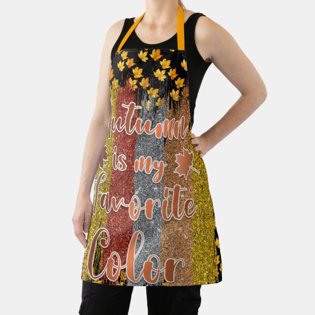 Trendy Autumn Glitter Leaves Apron (Insitu)