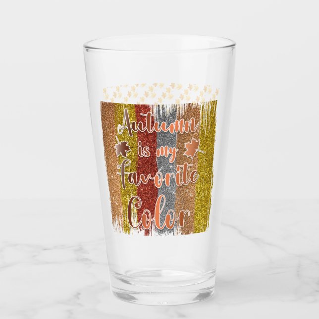 Trendy Autumn Glitter Leaves Glass (Front)