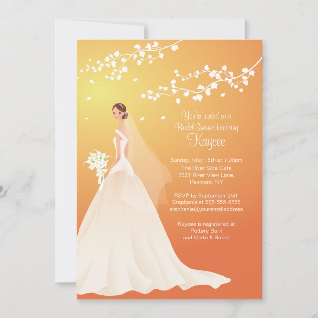 Trendy Autumn Gold Bride Bridal Shower Invite (Front)