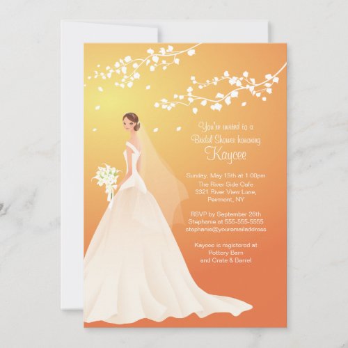 Trendy Autumn Gold Bride Bridal Shower Invite