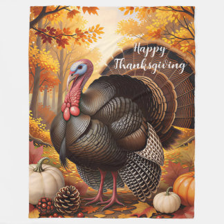 Trendy Autumn Golden Thanksgiving Collection Fleece Blanket