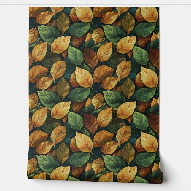 Trendy autumn terracotta orange yellow sage fall wallpaper  (Unrolling)