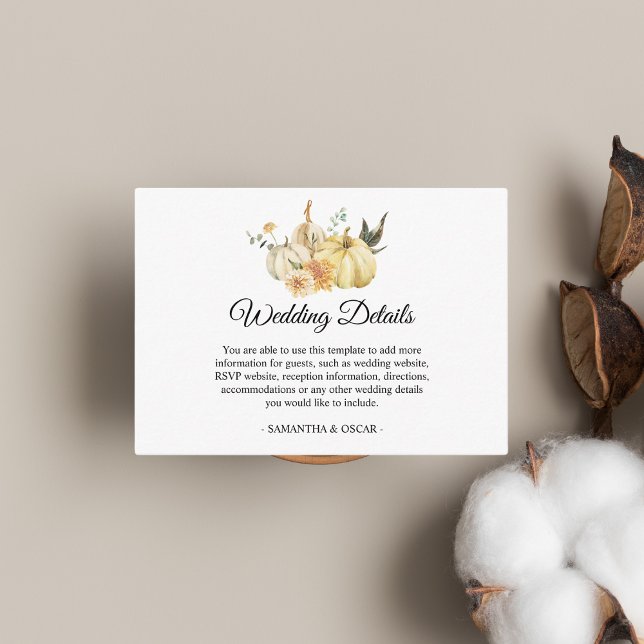 Trendy Autumn Watercolor Pumpkin & Flowers Enclosure Card (Creator Uploaded)