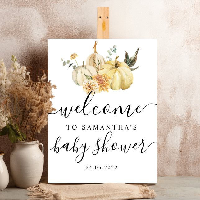 Trendy Autumn Watercolor Pumpkin & Flowers Foam Board (Creator Uploaded)