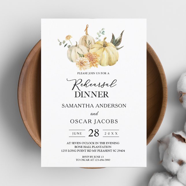 Trendy Autumn Watercolor Pumpkin & Flowers Invitation (Creator Uploaded)