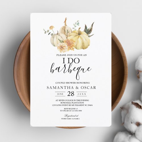 Trendy Autumn Watercolor Pumpkin  Flowers Invitation