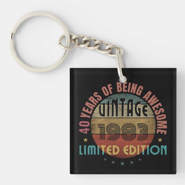 TRENDY AWESOME YEAR OF BIRTH BIRTHDAY GIFT KEYCHAIN (Front)