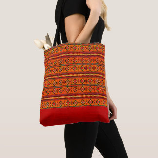 Trendy Aztec Mexican Orange Tribal Print Tote Bag