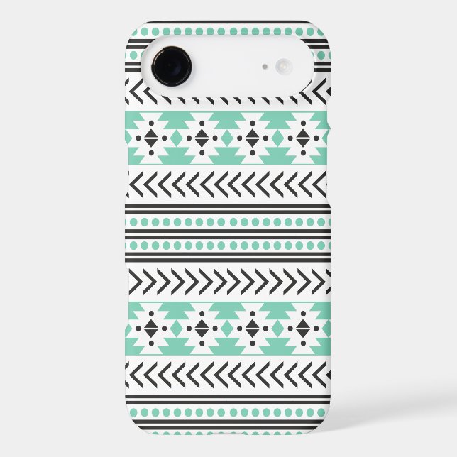 Trendy Aztec Tribal Print Geometric Pattern Green Case-Mate iPhone Case (Back)