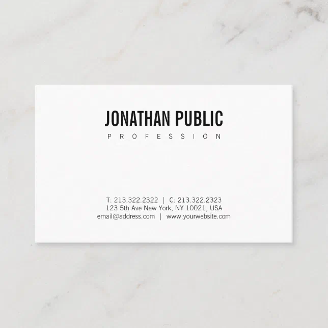 Trendy B&W Plain Elegant Modern Minimalist Design Business Card | Zazzle