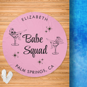 Trendy Babe Squad Pink Bachelorette Party Beach Towel