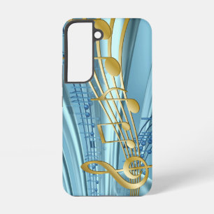 Trendy Baby Blue Musical Notes Samsung Galaxy S22 Case